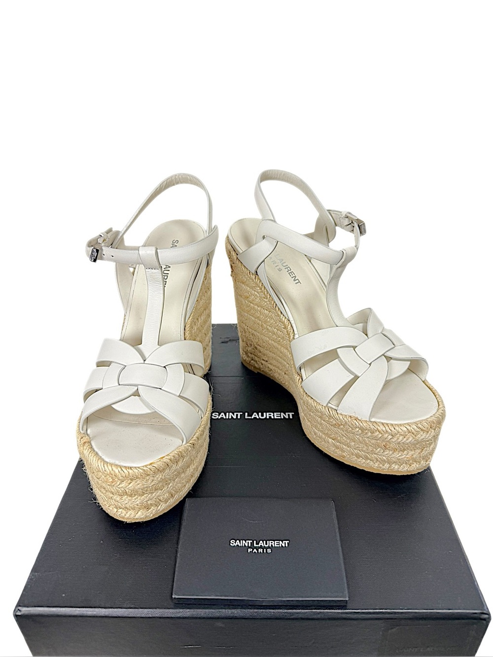 Saint Laurent Tribute Espadrille Wedge Sandals 37.5